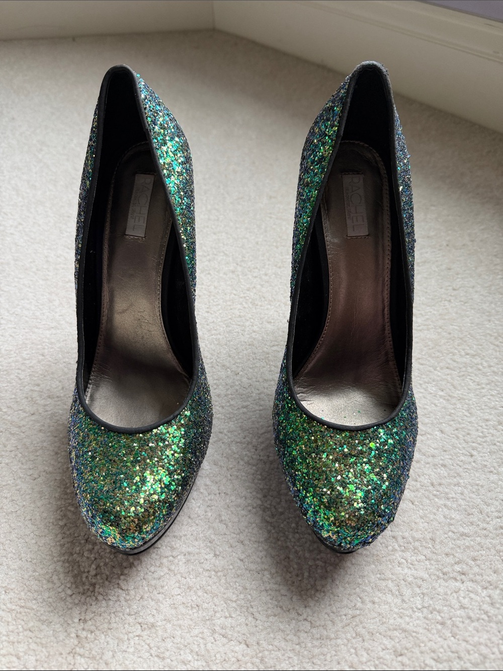 Rachel Roy Size 10 Women’s Glitter High Heel Pointed-Toe Pumps - Green Multi